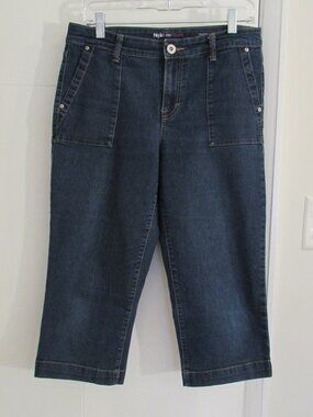 Style & Co Denim Patch Pocket Capris Stretchy Size 8